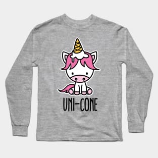 Funny Unicorn pun puns cute Uni-cone ice cream Kawaii Long Sleeve T-Shirt